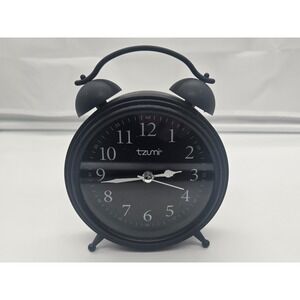 Tzumi Alarm Clock Twin Bell Black Analog‎ Battery Operated Home Decor